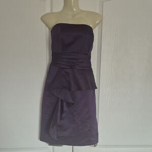 David's Bridal Strapless Purple Dress